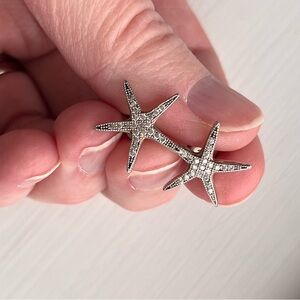 Stamped 925 sterling silver Starfish pierced stud Earrings
